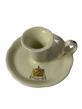 Vintage Hall USA Seaview Country Club Candlestick Holder Ashtray Cream Ceramic N